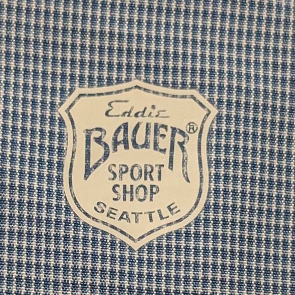 Eddie Bauer quarter Zip Pullover Casual Golf Jacket Windbreaker checked blue XS - Picture 8 of 10